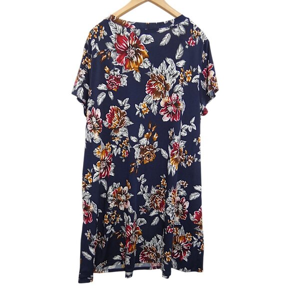 EUC APT.9 Navy Floral Swing Dress XXL Cottagecore Boho Casual Pockets - Picture 6 of 9